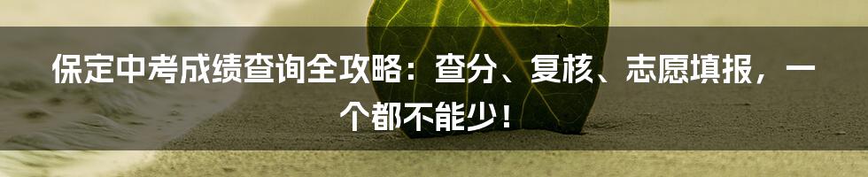 保定中考成绩查询全攻略:查分、复核、志愿填报,一个都不能少!