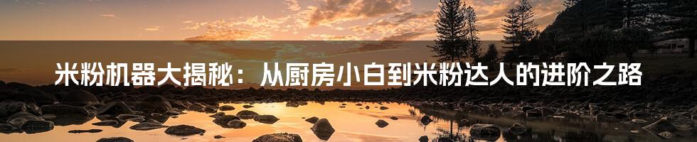 米粉机器大揭秘:从厨房小白到米粉达人的进阶之路