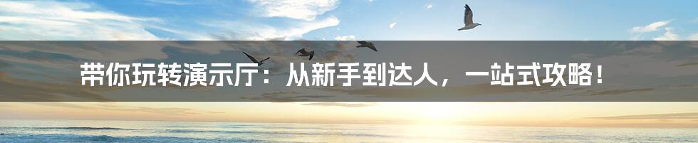 带你玩转演示厅:从新手到达人,一站式攻略!