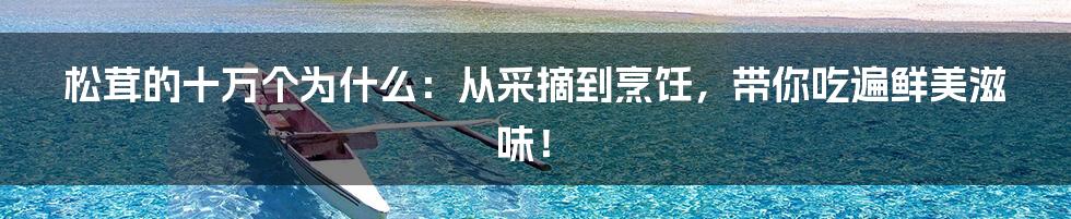 松茸的十万个为什么:从采摘到烹饪,带你吃遍鲜美滋味!