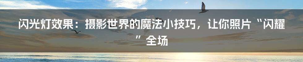 闪光灯效果:摄影世界的魔法小技巧,让你照片“闪耀”全场