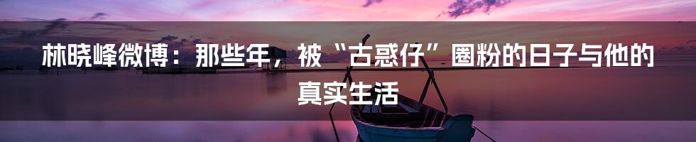 林晓峰微博:那些年,被“古惑仔”圈粉的日子与他的真实生活