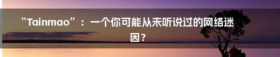 “Tainmao”:一个你可能从未听说过的网络迷因?