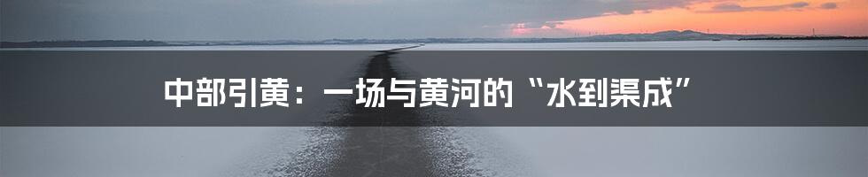 中部引黄:一场与黄河的“水到渠成”