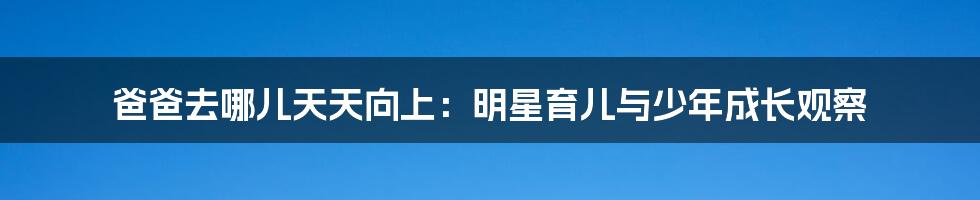 爸爸去哪儿天天向上:明星育儿与少年成长观察