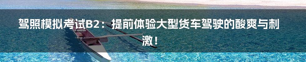 驾照模拟考试B2:提前体验大型货车驾驶的酸爽与刺激!