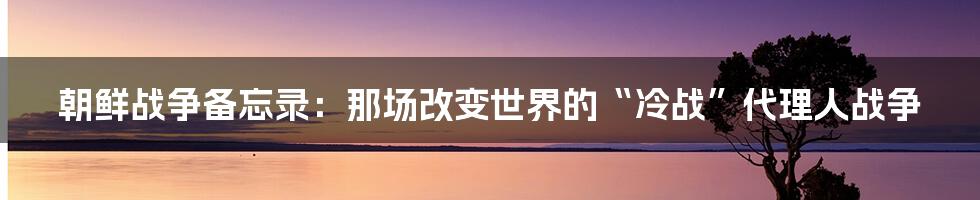 朝鲜战争备忘录:那场改变世界的“冷战”代理人战争