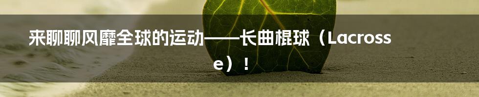 来聊聊风靡全球的运动——长曲棍球（Lacrosse）！