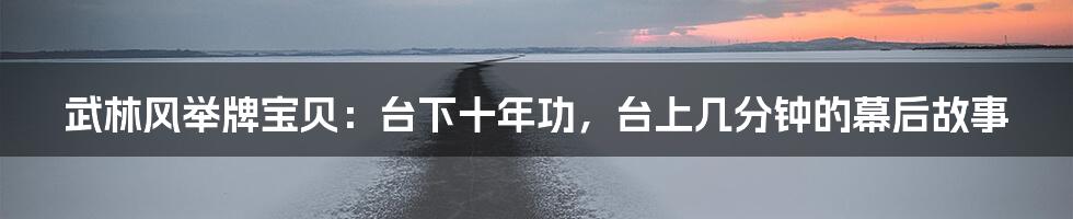 武林风举牌宝贝：台下十年功，台上几分钟的幕后故事