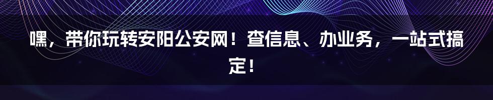 嘿,带你玩转安阳公安网!查信息、办业务,一站式搞定!