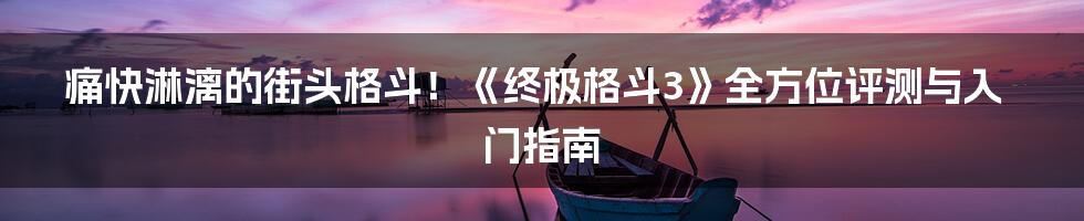痛快淋漓的街头格斗!《终极格斗3》全方位评测与入门指南