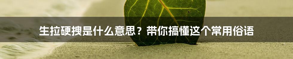 生拉硬拽是什么意思？带你搞懂这个常用俗语