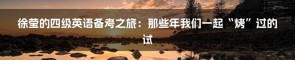 徐莹的四级英语备考之旅:那些年我们一起“烤”过的试