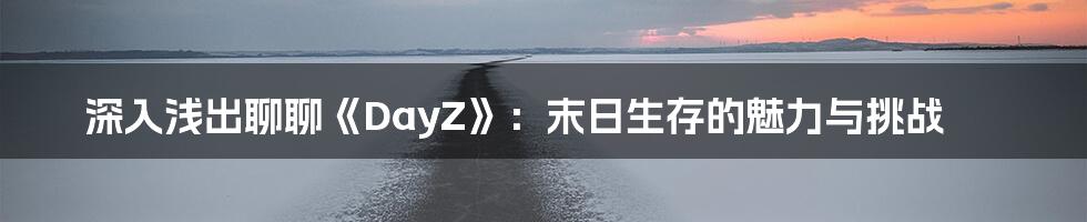 深入浅出聊聊《DayZ》:末日生存的魅力与挑战