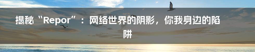 揭秘“Repor”:网络世界的阴影,你我身边的陷阱