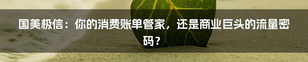 国美极信:你的消费账单管家,还是商业巨头的流量密码?