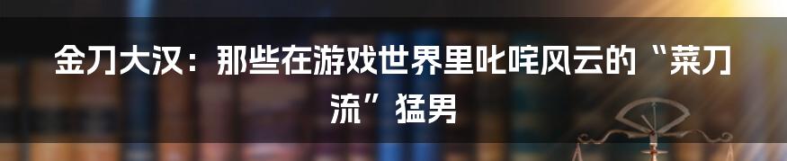 金刀大汉:那些在游戏世界里叱咤风云的“菜刀流”猛男