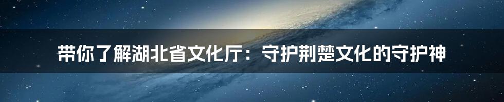 带你了解湖北省文化厅:守护荆楚文化的守护神