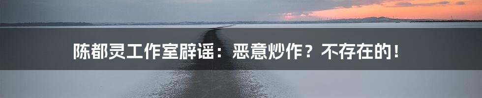 陈都灵工作室辟谣:恶意炒作?不存在的!