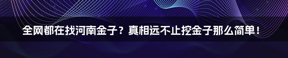 全网都在找河南金子?真相远不止挖金子那么简单!