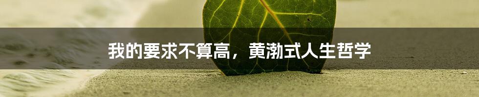 我的要求不算高,黄渤式人生哲学