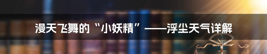 漫天飞舞的“小妖精”——浮尘天气详解