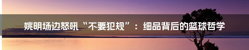 姚明场边怒吼“不要犯规”：细品背后的篮球哲学