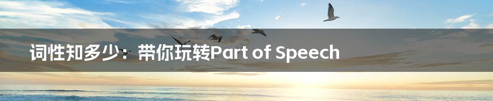词性知多少：带你玩转Part of Speech