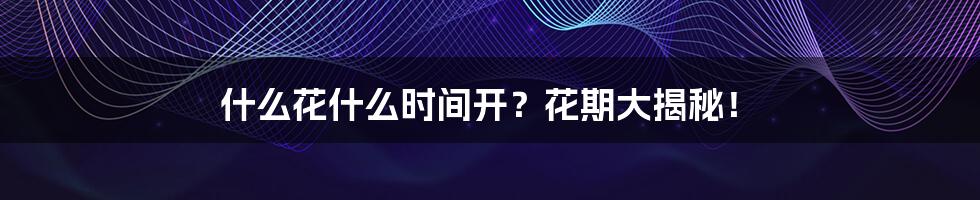 什么花什么时间开？花期大揭秘！