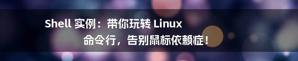 Shell 实例:带你玩转 Linux 命令行,告别鼠标依赖症!