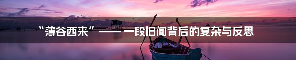 “薄谷西来”—— 一段旧闻背后的复杂与反思