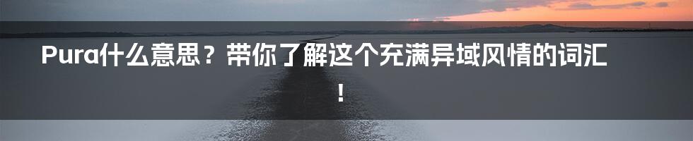 Pura什么意思?带你了解这个充满异域风情的词汇!