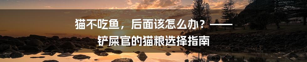 猫不吃鱼,后面该怎么办?—— 铲屎官的猫粮选择指南