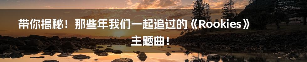 带你揭秘!那些年我们一起追过的《Rookies》主题曲!