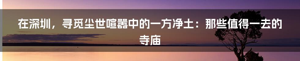 在深圳,寻觅尘世喧嚣中的一方净土:那些值得一去的寺庙