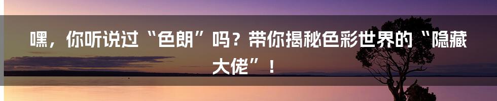 嘿,你听说过“色朗”吗?带你揭秘色彩世界的“隐藏大佬”!