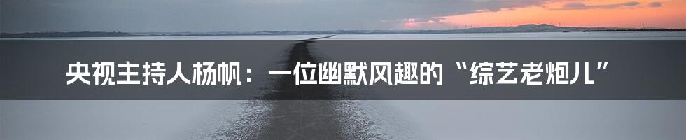 央视主持人杨帆：一位幽默风趣的“综艺老炮儿”