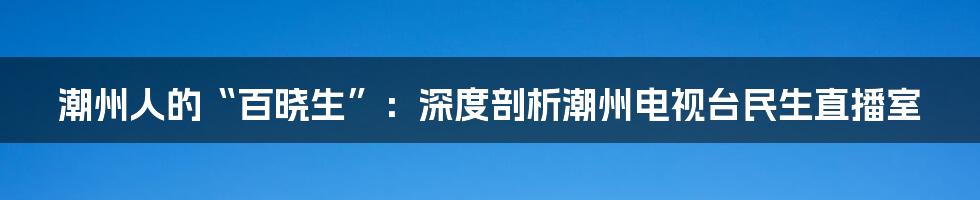潮州人的“百晓生”:深度剖析潮州电视台民生直播室