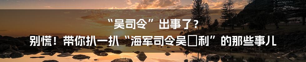 “吴司令”出事了? 别慌!带你扒一扒“海军司令吴甠利”的那些事儿