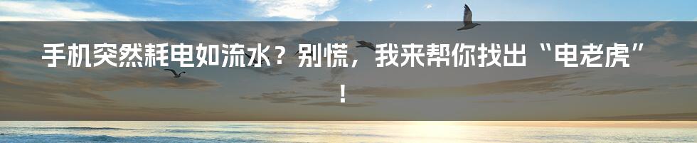 手机突然耗电如流水?别慌,我来帮你找出“电老虎”!