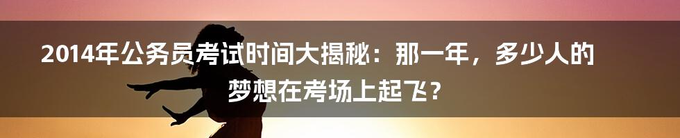 2014年公务员考试时间大揭秘:那一年,多少人的梦想在考场上起飞?