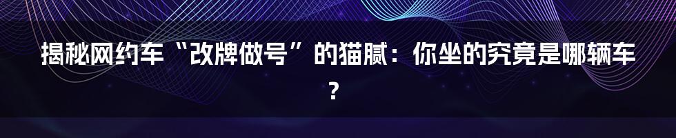 揭秘网约车“改牌做号”的猫腻:你坐的究竟是哪辆车?