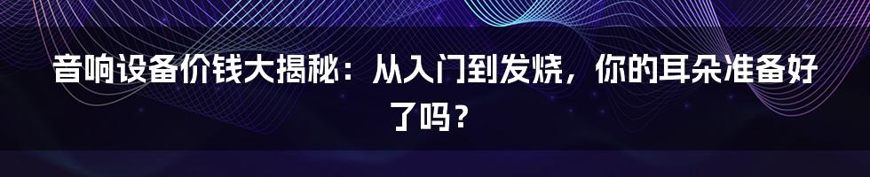 音响设备价钱大揭秘:从入门到发烧,你的耳朵准备好了吗?