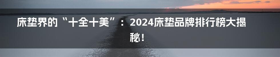 床垫界的“十全十美”:2024床垫品牌排行榜大揭秘!