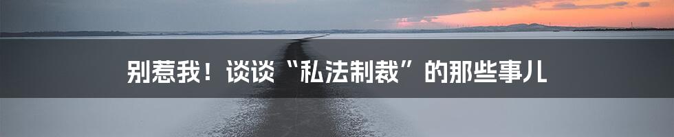 别惹我!谈谈“私法制裁”的那些事儿