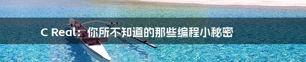 C Real：你所不知道的那些编程小秘密