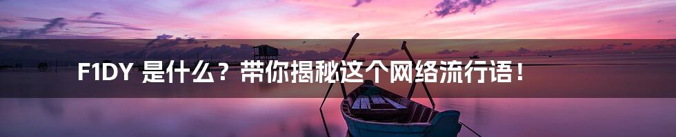 F1DY 是什么?带你揭秘这个网络流行语!