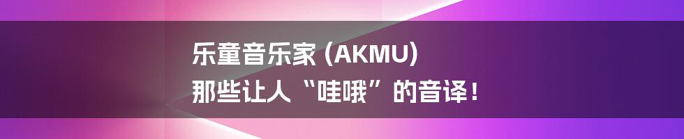 乐童音乐家 (AKMU) 那些让人“哇哦”的音译!