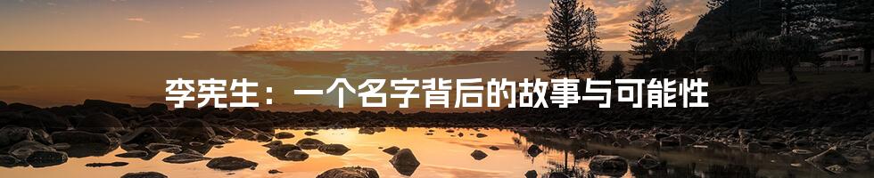 李宪生:一个名字背后的故事与可能性
