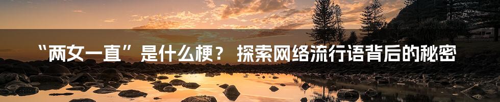 “两女一直”是什么梗? 探索网络流行语背后的秘密